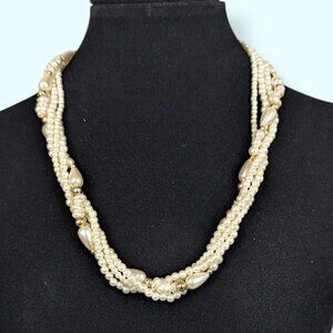 V. 4-Strand Faux Pearl Torsade Necklace